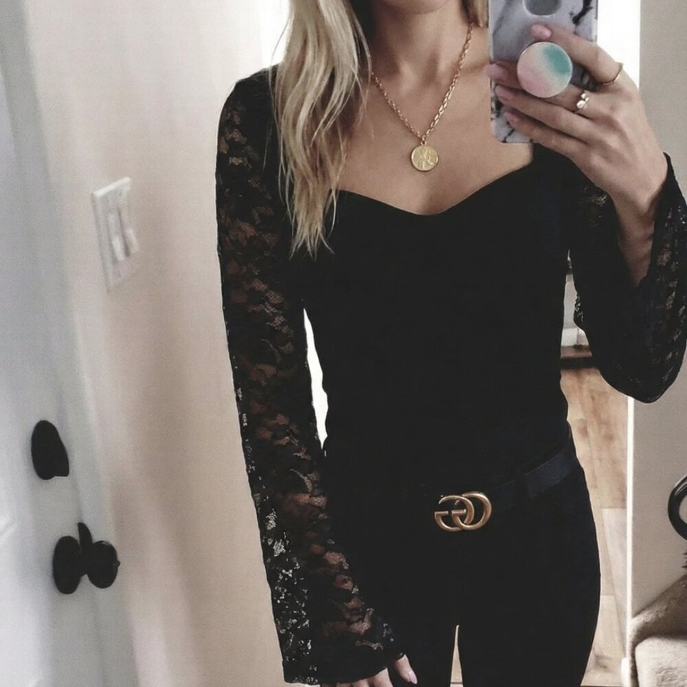 Edikted Kavita Lacey Bell Sleeve Top